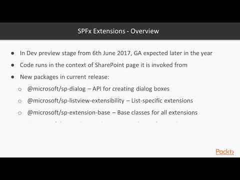 Sharepoint SPFx Development Model Overview of Extensions Functionality | packtpub com