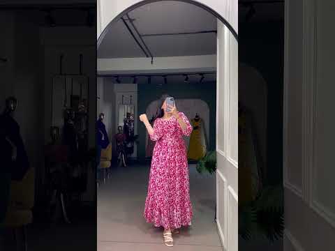 Blue Elegant Georgette Printed Frock – Stitched & Comfortable