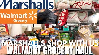 WALMART GROCERY HAUL & SHOP WITH US AT MARSHALLS | VALENTINES, BOY'S SHOES | GROCERY HAUL 2023