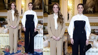 Catherine Stuns In a tan Roland Mouret suit As She Join William welcome Princess Rajwa at Windsor