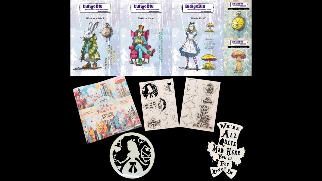 LAUNCH - NEW Alice in Wonderland - Stamps, Stencils and Paper Book