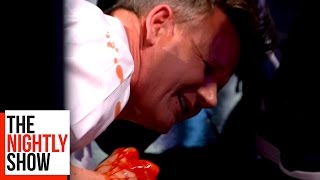 Gordon Ramsay Cuts His Finger in a Blender! video