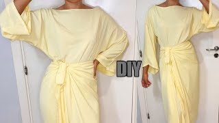 How to make a Front Knot Wrap dress. Cutting and Stitching NO PATTERN!