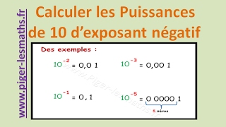 Math 4ème : Les puissances de 10 d'exposant Négatif  ( Les Puissances )