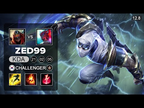 ZED99 Zed vs Yone Mid - KR Challenger - Patch 12.8 Season 12