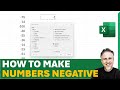 How To Make Negative Numbers In Excel Make All Numbers Negative Make Positive Numbers Negative