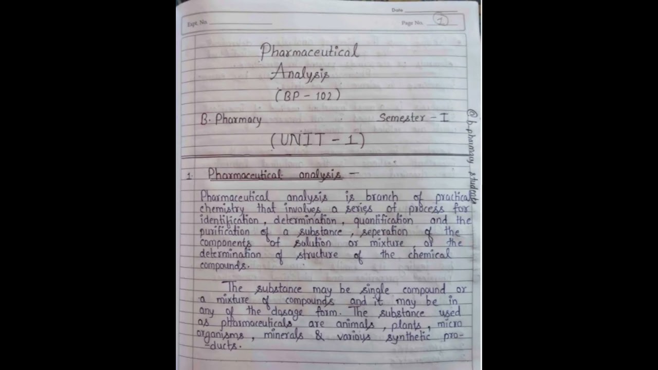 pharmaceutical Analysis definition ans scope b pharmacy 1st semester AKTU
