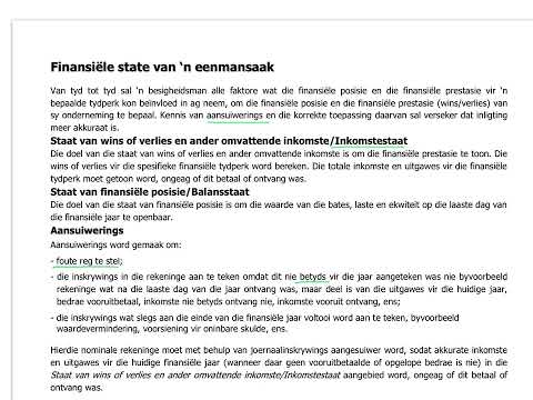 GRAAD 10, 11 EN 12 REKENINGKUNDE - Opsomming van aansuiwerings