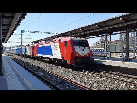 (4K) Extra InterCity Express train 3500 passing from Rouf station, Athens