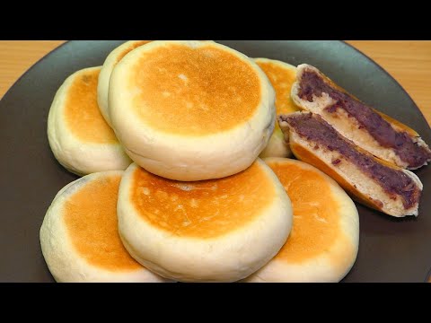 Eggless Red bean bread Without Oven | Frying Pan Red bean buns | EASY Korean street food recipe