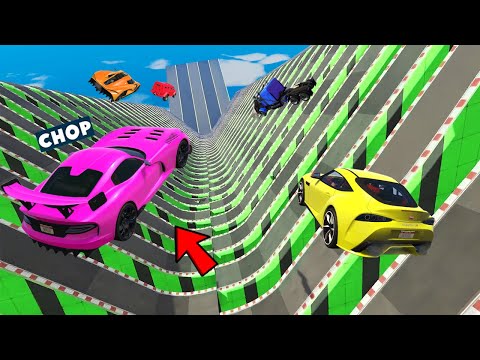 GTA 5 CHOP AND FROSTY SLIDE INTO THE MEGA RAMP OF CANYON