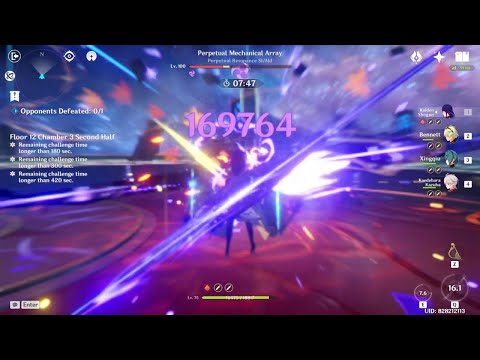 12-3-2 Hypercarry C0 Raiden/Xq/Kazu/Bennett 2.1 Spiral Abyss F2P clear