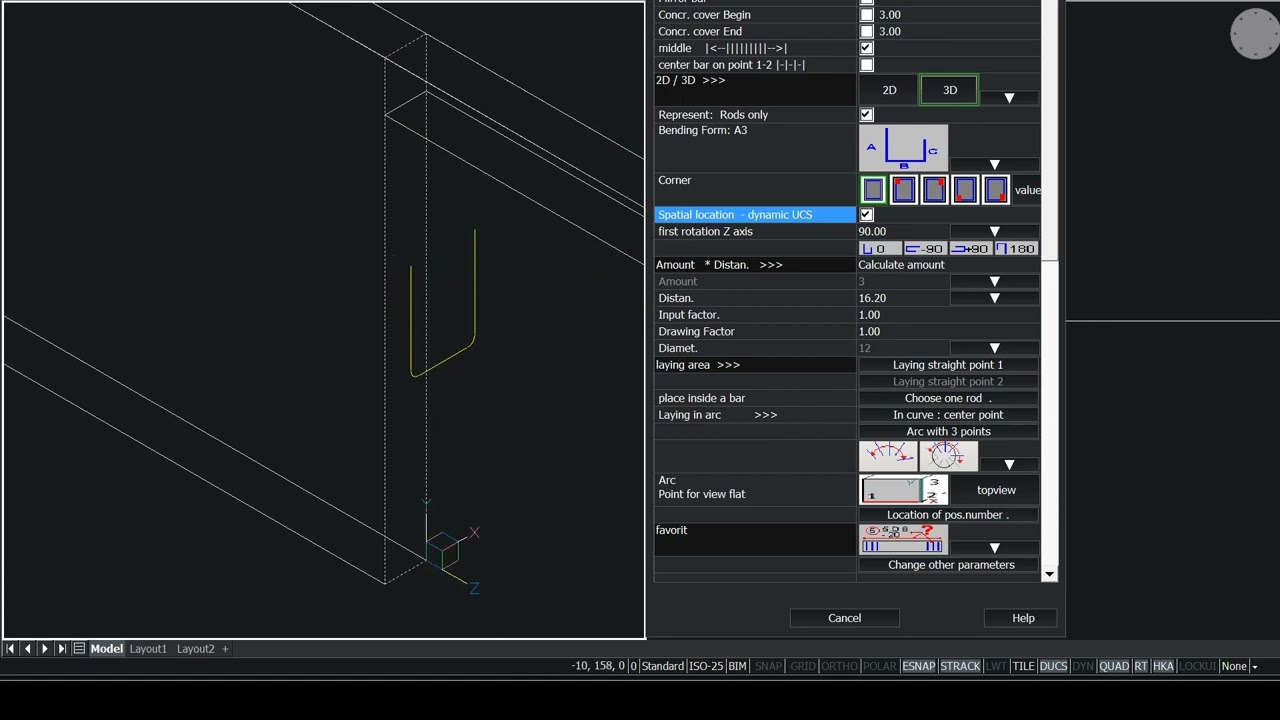 3D Biegeform räumliche Lage im Raum mit dynamischen BKS