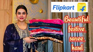Flipkart Beautiful Festive wear Saree haul starting Rs.1249 @PoojaRikichoyal 