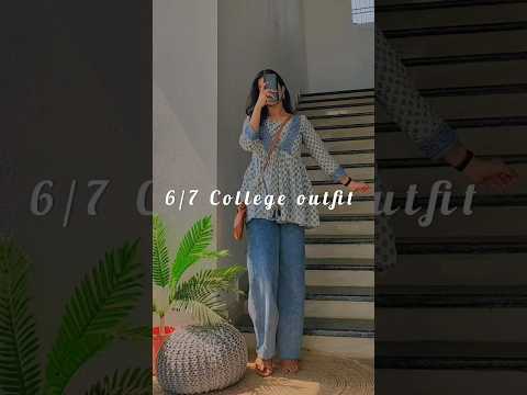 Short kurti + jeans | 6/7 College outfit #shortsfeed #shortkurti #shortkurtihaul #shorts