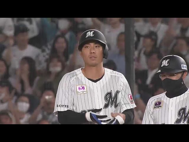 【4回裏】4番の働き!! マリーンズ・茶谷健太 センターへの先制タイムリーヒットを放つ!!  2023年5月17日 千葉ロッテマリーンズ 対 オリックス・バファローズ