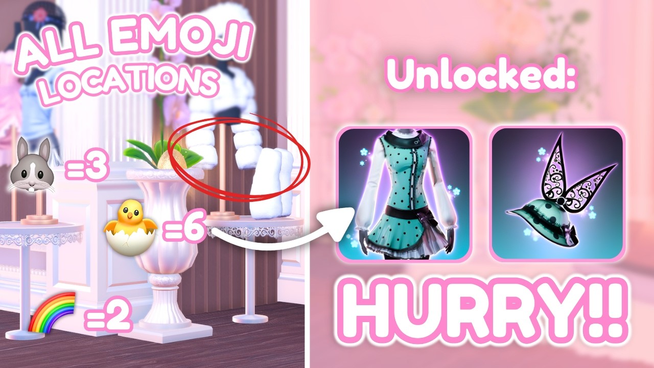 ALL *EMOJI CODE LOCATIONS* TO GET THE FREE EASTER CODE SET IN DRESS TO IMPRESS EASTER UPDATE!!