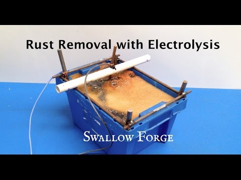 Rust Removal with homemade Electrolysis Tank. Blacksmith tools: Swallow Forge