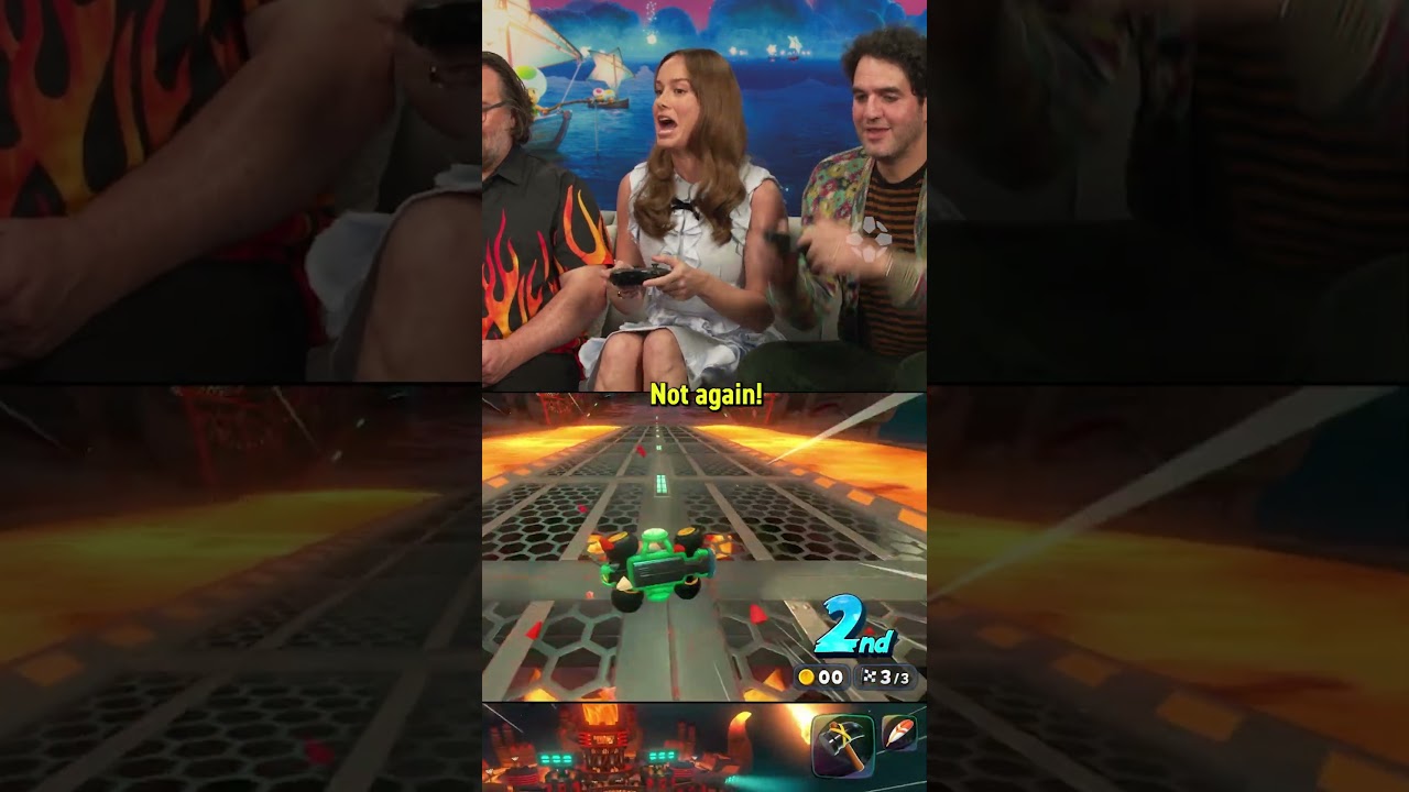 Brie Larson was in 1st place... until she wasn't. #supermariomovie #mariokart #brielarson #ign - YouTube