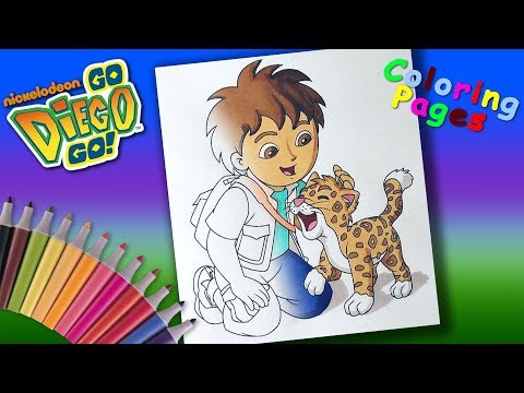 Go, Diego! Go Coloring Book for Kids. Coloring Page Diego and his friend Baby Jaguar Video