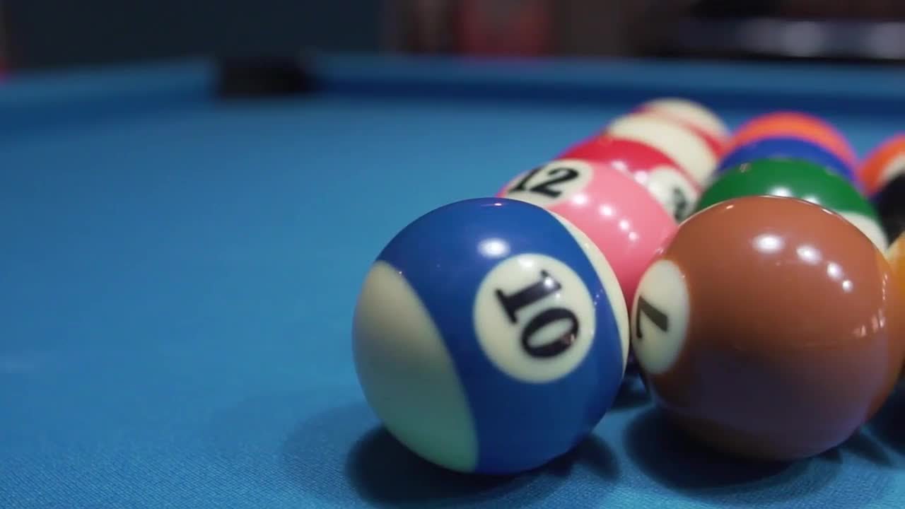 Billiard Balls On Blue Baize Stock Video