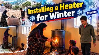 As the Weather Gets Colder, Akram Sets Up Her Wood-Burning Stove to Prepare Her 