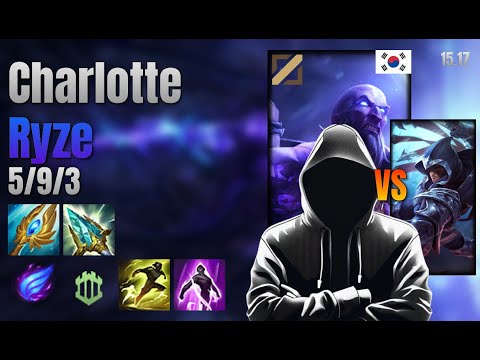 Charlotte Mid Ryze vs Talon lol KR solo rank Full Game 15.17 | charlotte 라이즈 vs 탈론