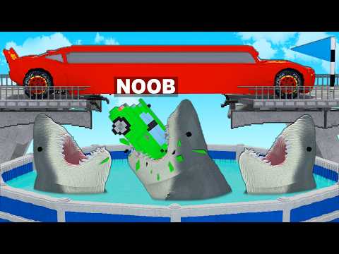 LONG CARS vs POOL with SHARK in Teardown