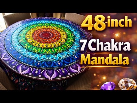 ✨ 48-inch Mandala | 7 Chakra Colors | Mirrors & Stones ✨