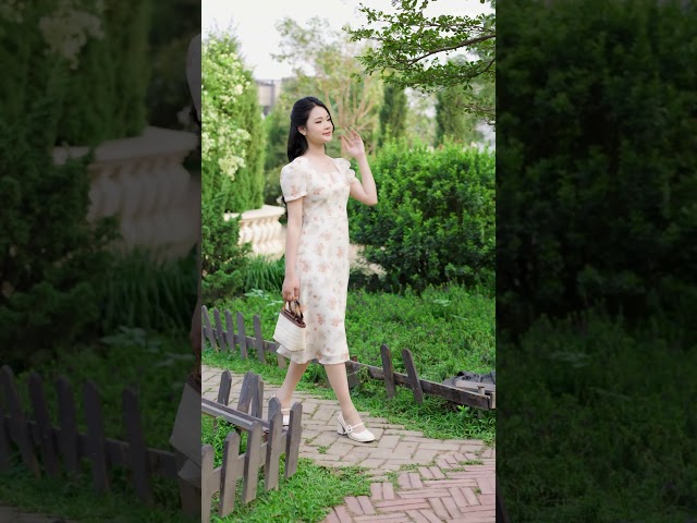 EH10X079 - Đầm tơ vân hoa