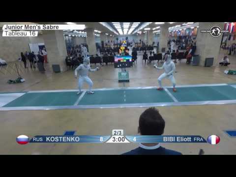 FE M S Individual Juniors Plovdiv BUL ZC Europe 2017 T16 03 green KOSTENKO RUS vs BIBI FRA
