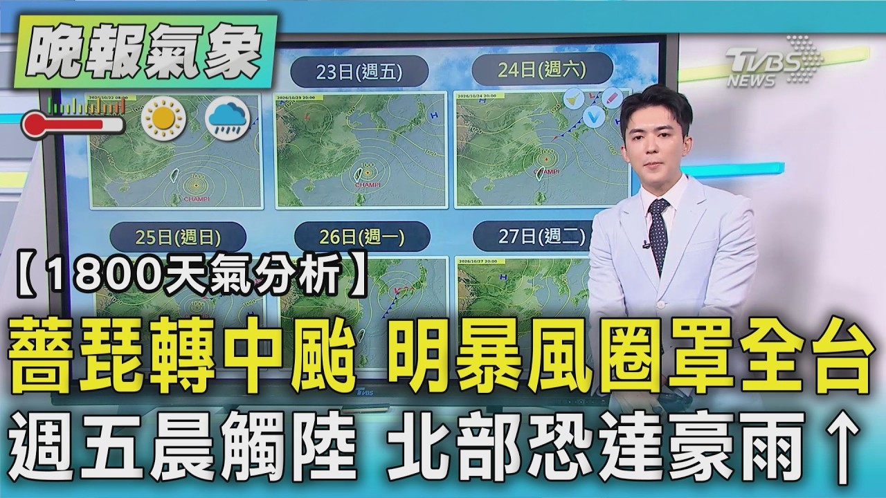 天氣/薔琵轉中颱到家門口 週五清晨觸陸 週五暴風圈罩全台 北部降雨恐豪雨以上｜TVBS新聞 @TVBSNEWS01