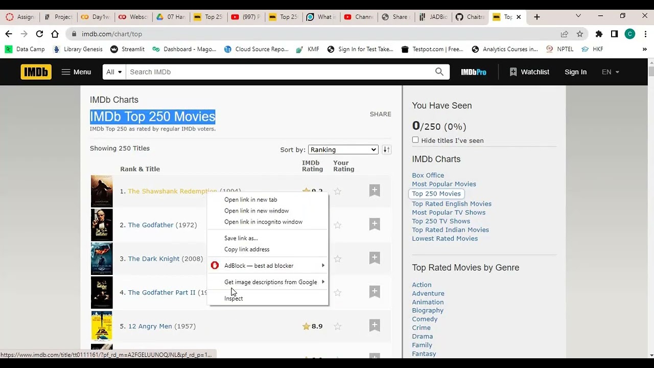 Web Scraping Using Github Copilot | Top 250 IMDB movies