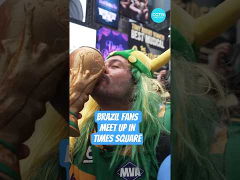 Brazil fans meet up in Times Square for FIFA World Cup