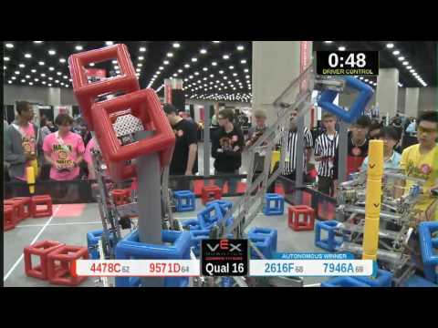 2015 VRC Tech Q16 - 4478C 9571D vs 2616F 7946A - 16 to 46 - VEX Worlds 2015 - Technology Division