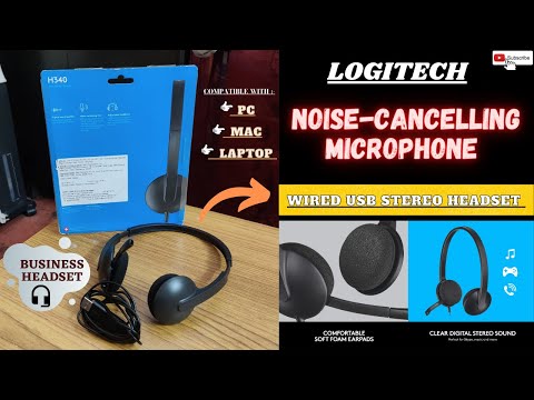 Logitech h340 stereo wired over ear headphones with mic, 73....