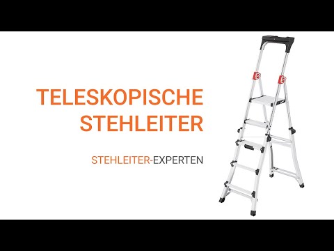 Teleskopische Stehleiter von 3 bis 5 Stufen mit XXL Werkzeugablage