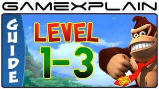 Donkey Kong Country Returns 3D: Tree Top Bop 1-3 (Puzzle Pieces, KONG Letters Guide, Walkthrough)