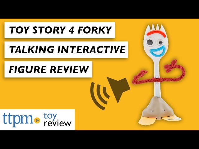 Vídeo relacionado con Disney Store Official, Toy Story de Pixar, Forky, figura acción interactiva parlante, 18 cm, juguete tenedor-cuchara y más de 15 frases en inglés, interactúa con más personajes, para mayores de 3 años