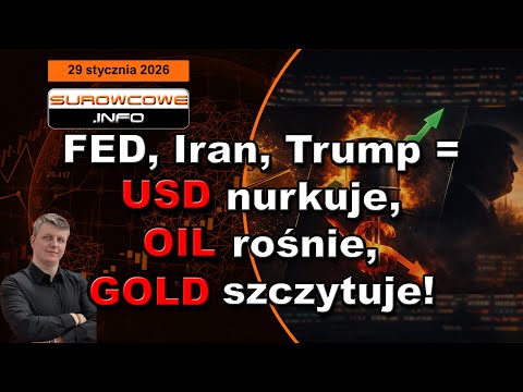 Surowcowe info 29 stycznia 2026: FED, Iran, Trump = USD nurkuje, OIL rośnie, #GOLD szczytuje!
