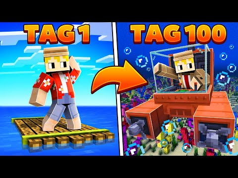 Ich habe versucht 100 Tage in einer Minecraft MEERES Welt zu überleben!