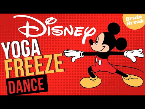 Disney Yoga Freeze Dance | Brain Break | Dance Party | PE Warm up | Workout for Kids