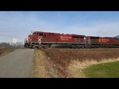 CP 8763 Leads Coal Train w/DPU's At Little Street Crossing Matsqui BC
