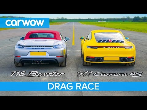 New Porsche 911 vs Boxster GTS - DRAG RACE, ROLLING RACE & BRAKE TEST