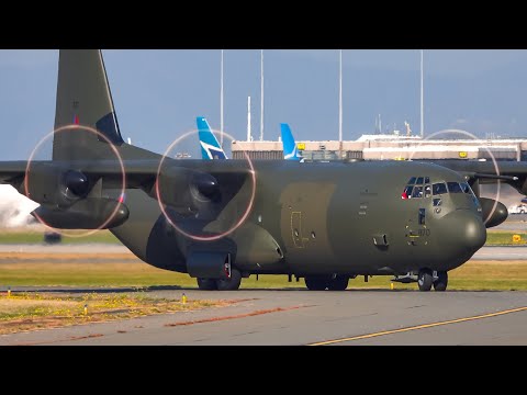 (4K) RARE Royal Air Force HERCULES C-130J | Arrival/Departure | Vancouver YVR