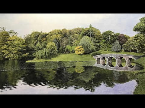Painting a Lake Side Garden With Acrylic | Time Lapse | #43