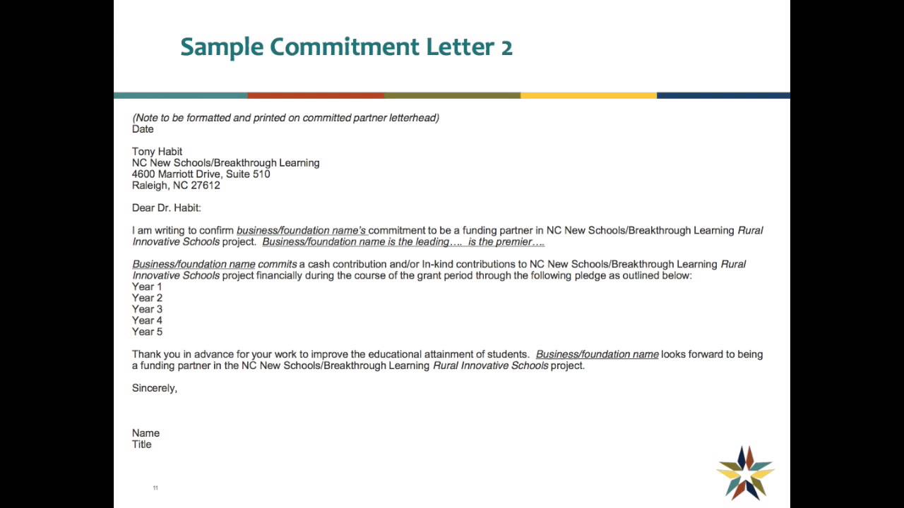 Sample Commitment Letters