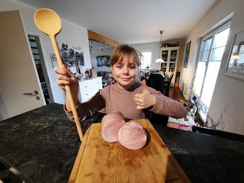 Kochschinken selber machen mit der "Schinkenfee" Wurst selber machen. 9 jährige macht Kochschinken.
