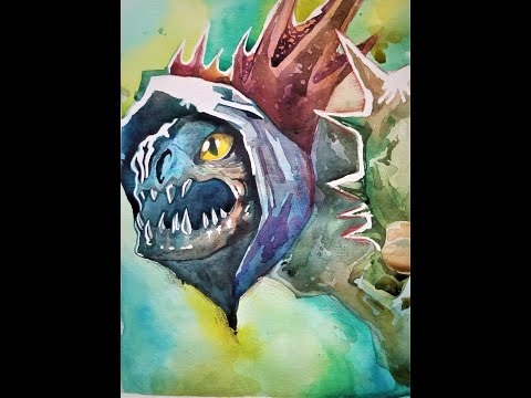 Slark from Dota2 watercolor painting.