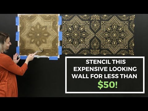 How To Stencil A Faux Tile Feature Wall With Modern Masters Metallic Paint